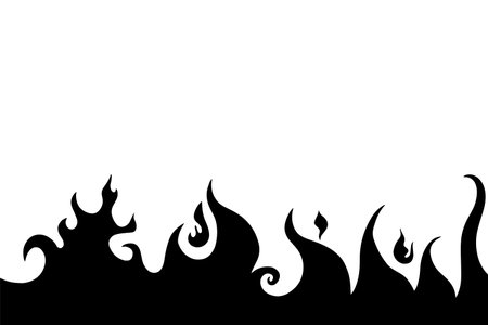 Fire vector, flame icon. Black icon isolated on white background.のイラスト素材