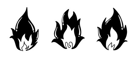 Fire vector, flame icon. Black icon isolated on white background.のイラスト素材
