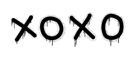 graffiti XOXO sign sprayed in black over white, vector eps 10.のイラスト素材