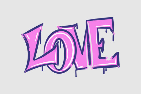 awesome graffiti love symbol. vector illustration.のイラスト素材
