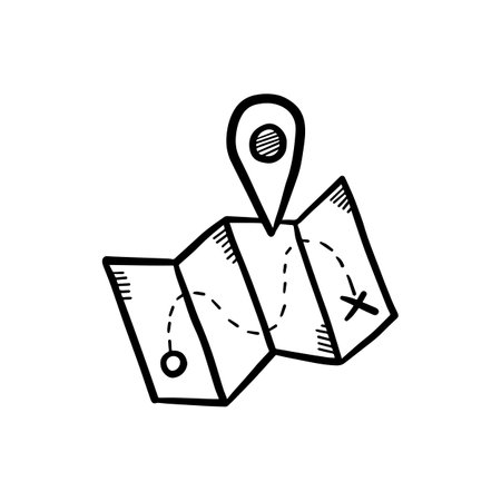 World map doodle. Thin continental silhouette minimal line. Vector illustrationのイラスト素材