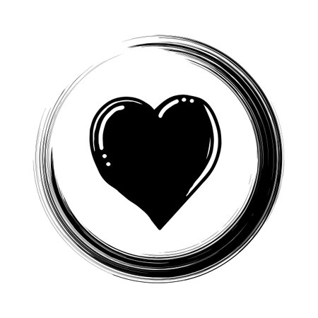 Doodle heart, Love in a circle, Vector Illustration.のイラスト素材