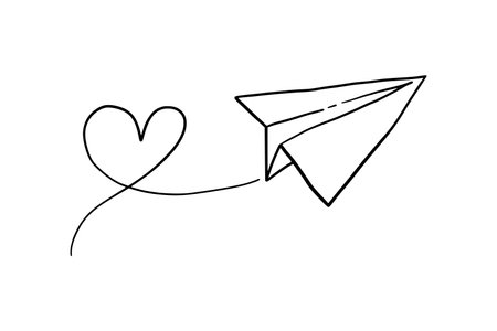 paper plane Message icon in flat black line styleのイラスト素材