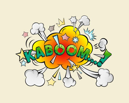 Comic speech bubble with expression text KABOOM...!のイラスト素材