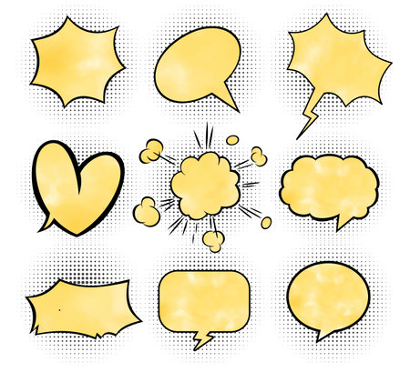 Retro empty comic bubbles and elements set.のイラスト素材