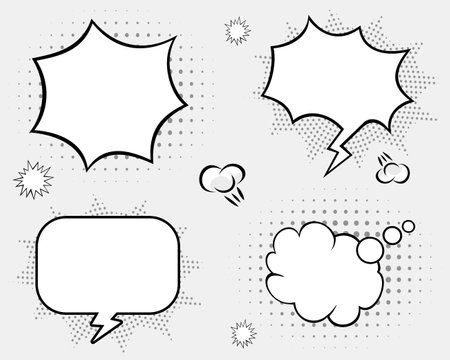 Retro empty comic bubbles and elements set.のイラスト素材