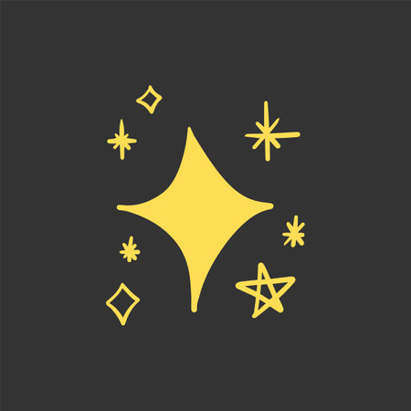 sparkle star, winkling stars. Shine icon, Clean star icon. isolated on black background. vector illustrationのイラスト素材