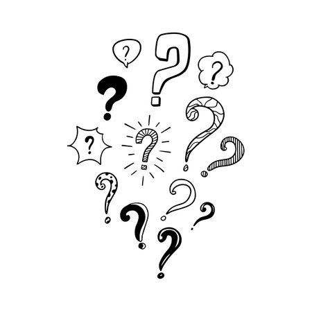 Doodle Question Mark, Sign and Symbol for Design, Presentation or Website elements.のイラスト素材