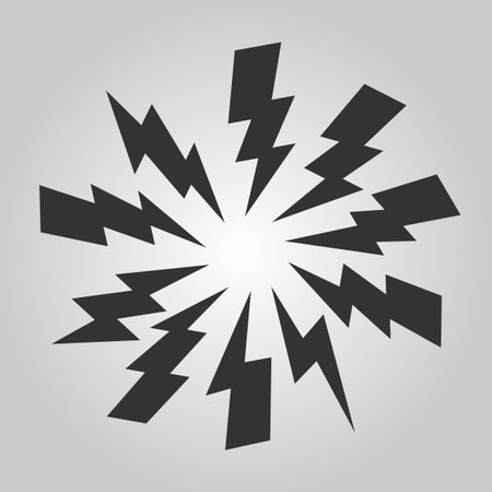 set of hand drawn vector doodle electric lightning bolt symbol sketch illustrations. thunder, vector ilustrationのイラスト素材