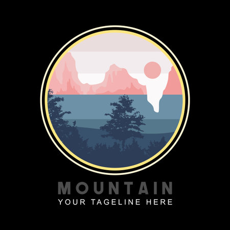 Retro style mountain design. Vector graphics for t shirts and other uses.のイラスト素材
