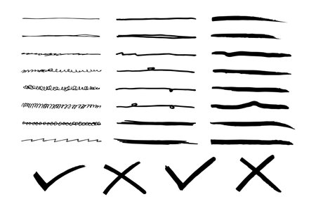 Doodle element vector set, for concept design. underline, checkmark.のイラスト素材