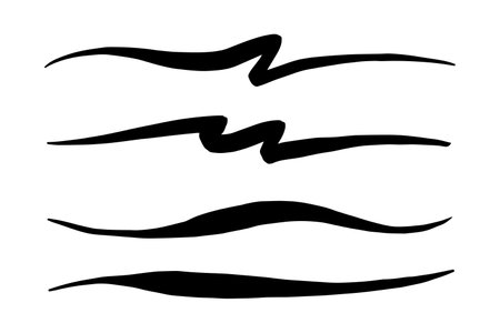 strokes, underlines, highlighter marker strokes, wave brush marks.のイラスト素材