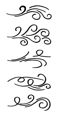 hand drawn wind doodle set, vector illustration.のイラスト素材