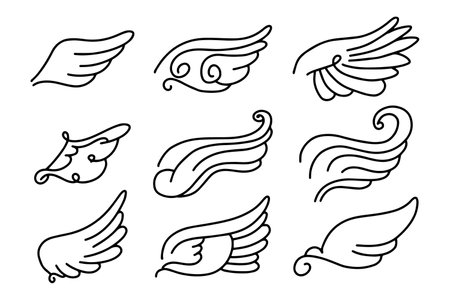 Sketch angel wings. Angel feather wing. Vector illustration.のイラスト素材