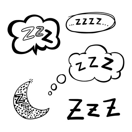 hand drawn zzz and zzzz symbol, for sleeping doodle illustration vectorのイラスト素材