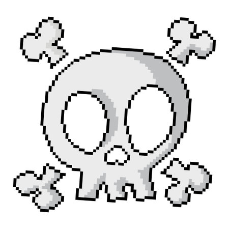 Pixel art skull and crossbones.のイラスト素材