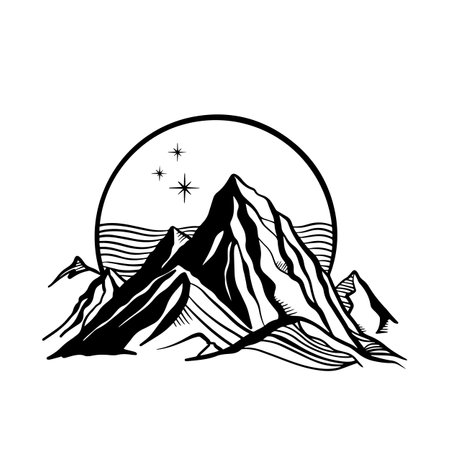creative minimalist modern line art print. Abstract mountain contemporary aesthetic background landscape.のイラスト素材
