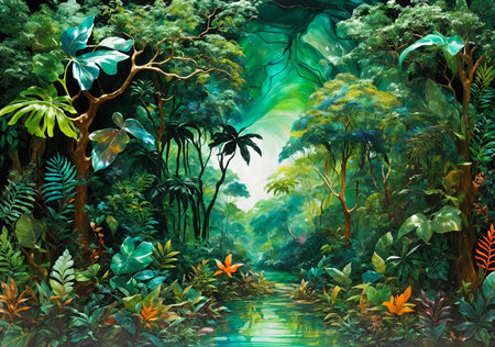 beautiful paintings of nature, AI generated.の素材