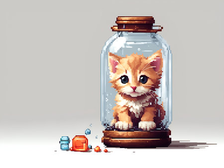 kitten in a bottle, AI generated.の素材