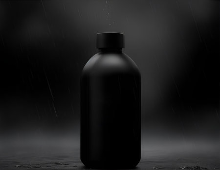 plain black bottle mockup for product advertising needs, AI generated.の素材
