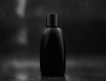 plain black bottle mockup for product advertising needs, AI generated.の素材