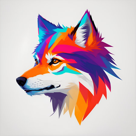 colorful wolf, WPAP art, POP ART, AI generated.の素材