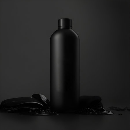 plain black bottle mockup for product advertising needs, AI generated.の素材
