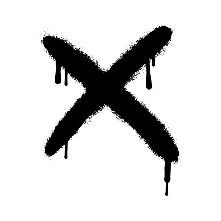 Spray Painted Graffiti spray cross sign isolated on white background.のイラスト素材