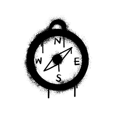Graffiti Spray compass directions on white background.