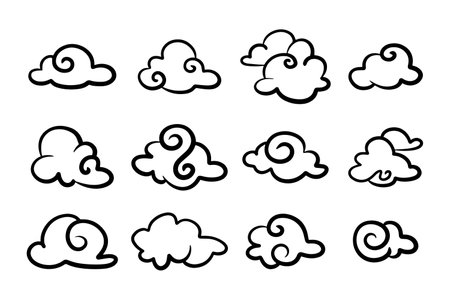 doodle set of clouds, vector illustration.のイラスト素材