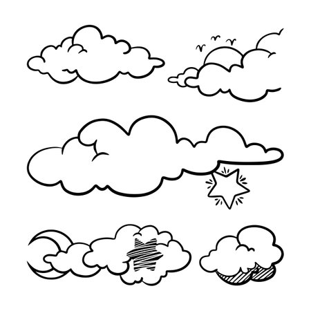 doodle set of clouds, vector illustration.のイラスト素材