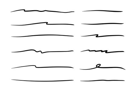 Vector set of hand drawn underline.のイラスト素材