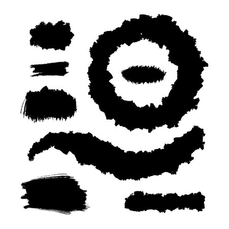 Black Distress Brushes. Grunge Texture. Splash Banner. vector illustration.のイラスト素材