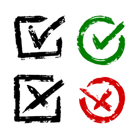 Tick and cross  signs. Checkmark OK and X icons.のイラスト素材