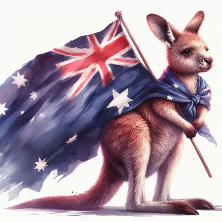Typical kangaroo animal from Australia, AI generated.の素材