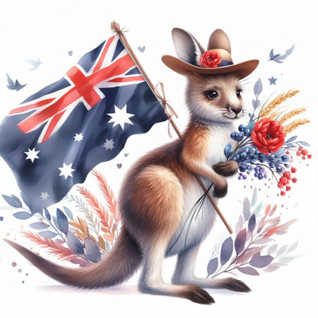 Typical kangaroo animal from Australia, AI generated.の素材