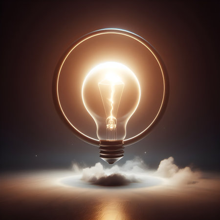 3D light bulb, generated by AI.の素材