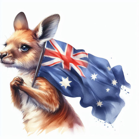 Typical kangaroo animal from Australia, AI generated.の素材