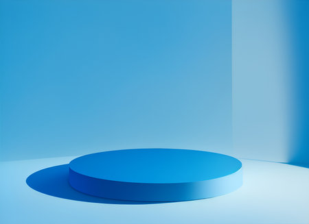 blue round podium, AI generated.の素材