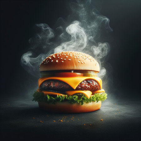 a delicious looking burger, AI generated.の素材