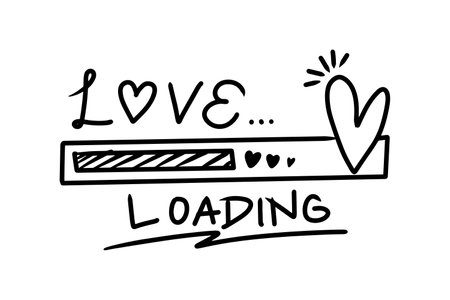 Hand-drawn loading doodle over white backgroundのイラスト素材