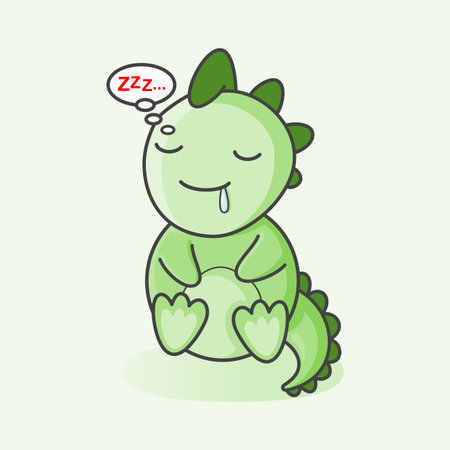 Little dino was fast asleep, vector illustration.のイラスト素材