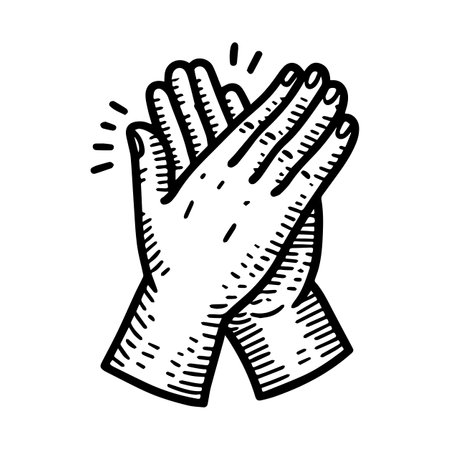 doodle hands up,Hands clapping. applause gestures. clapping. vector illustrationのイラスト素材