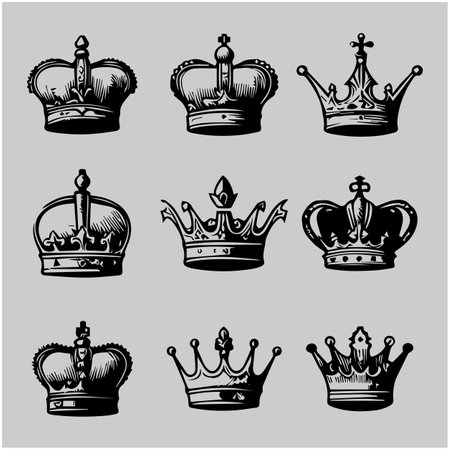 hand drawn king and queen crown collectionのイラスト素材