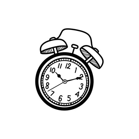 simple alarm clock illustration on a white backgroundのイラスト素材