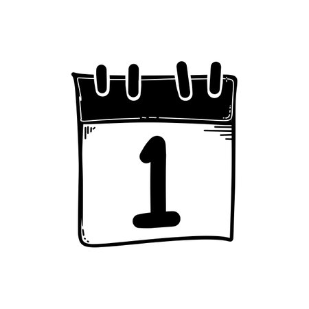 Calendar doodle with the number one in the middleのイラスト素材