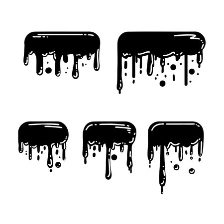 Drips of black paint or water in a creative display of abstract shapes and texturesのイラスト素材