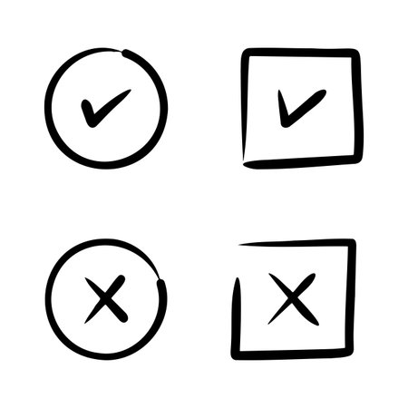 Simple and creative black cross and check mark icon illustrationのイラスト素材