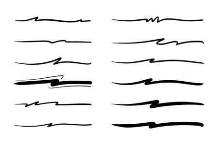 Vector set of hand drawn underline.のイラスト素材