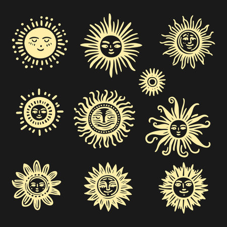 Unique creative sun doodle collection